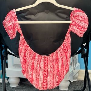 Off the shoulder red tribal crop top